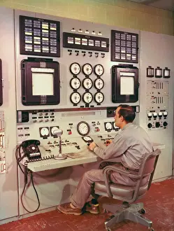 Argonne Prints: Employee at Reactor Panel