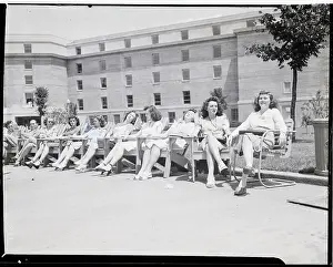 Courtyard Prints: Employees Of War Dept. Relax On Beach
