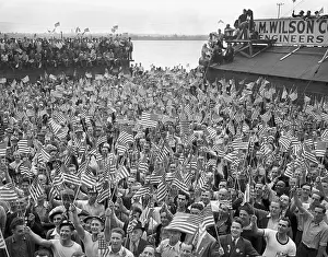 Patriot Prints: Employees Waving American Flags at Plant Dedication