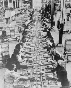 Photographic Study Prints: Employees Working on Bullet Carting Assembly Line