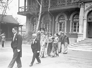 Empress Prints: Empress Of Manchoukuo Walking With Atten