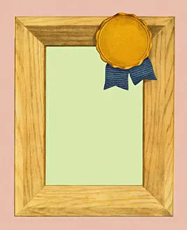 Wood Grain Prints: Empry Frame With Ribbon