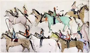 Riding Prints: End of the Battle, c1900. Artist: Amos Bad Heart Buffalo