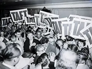 Supporter Prints: Energetic Supporters Raise Taft Signs
