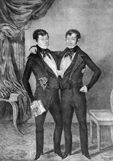 Bpa2 Prints: Eng-Chang'Lithograph Of Siamese Twins