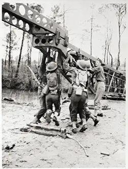 North Carolina Prints: Engineers Dismantling Bridge