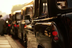 Images Dated 16th April 2016: England, London, row of parked taxis