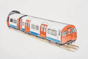 20th Century Style Prints: England, London, Underground train entering tunnel