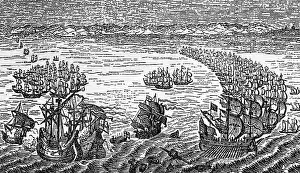 English Fleet Attacking Spanish Armada