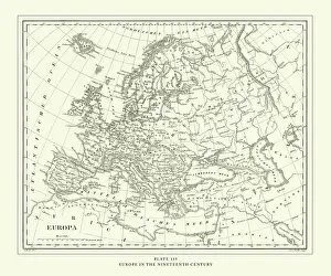 Engraved Antique, Europe Before the French Revolution of 1789 Engraving Antique Illustration