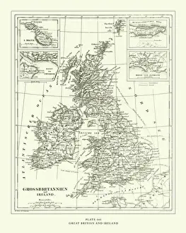 Engraved Antique, Great Britain and Ireland Engraving Antique Illustration