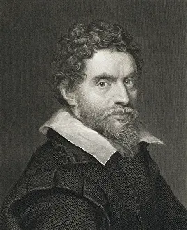 Curly Hair Prints: Engraved Portrait of Ben Jonson