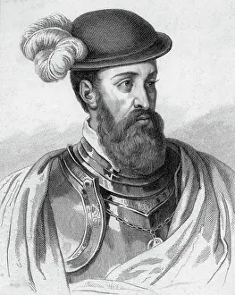 Conquistador Prints: Engraved Portrait of Francisco Pizarro