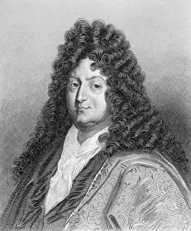Curly Hair Prints: Engraved Portrait of Jean Racine