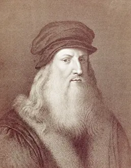Fur Collar Prints: Engraved Portrait of Leonardo da Vinci