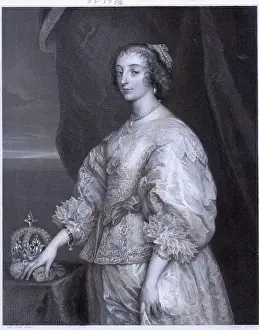 Royal Crown Prints: Engraved Portrait of Queen Henrietta Maria