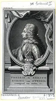 Oval Prints: Engraved Profile Portrait of Frederick I, King of Sweden