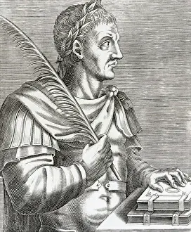 Quill Pen Prints: Engraved Profile Portratit of Justinian I, Roman Emperor