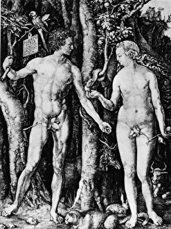 Images Dated 10th August 2016: Engraving Of Adam And Eve