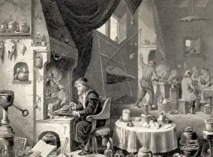 Engraving of an Alchemist