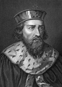 Fur Collar Prints: Engraving of Alfredus Magnus, King of Wessex by Caronni Longhi