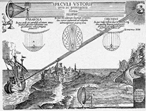 Engraving of Archimedes Burning Mirror by Athanasius Kircher