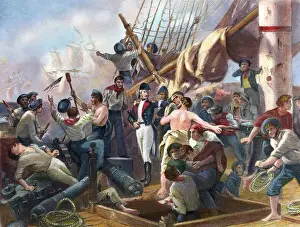 1860s Prints: Engraving Of Battle Of Lake Champlain