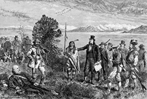Engraving of Brigham Young Leading Expedition to Salt Lake, Utah
