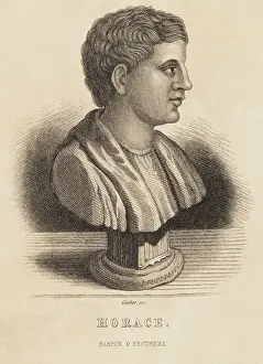Sculpture Bust Prints: Engraving of a Bust of Horace by Gimber