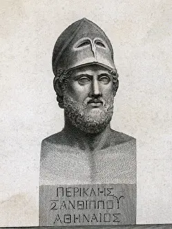 Ancient Greek Prints: Engraving of a Bust of Pericles