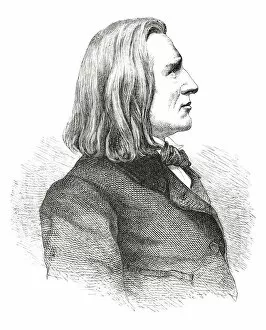 Composer Gallery: Engraving of composer Franz Liszt from 1882