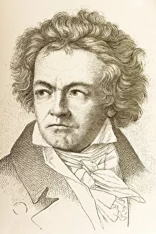 Composer Gallery: Engraving of composer Ludwig van Beethoven from 1882