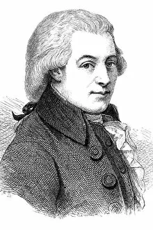 Composer Gallery: Engraving of composer Wolfgang Amadeus Mozart 1870