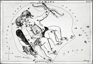 Twins Prints: Engraving Of Constellation Gemini