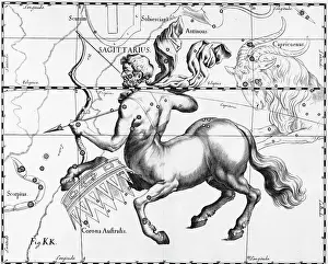 Mythological Theme Prints: Engraving Of Constellation Sagittarius