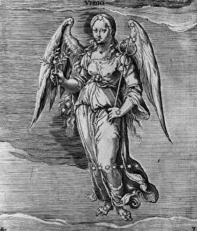 Mythological Theme Prints: Engraving Of Constellation Virgo