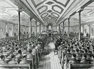 Engraving Of Convicts Attending Chapel
