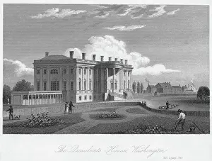 Worker Prints: Engraving, Corner View of White House
