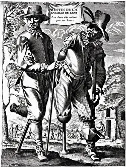 Amputee Prints: Engraving Of Crippled Vets Without A Leg