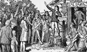 Legislature Prints: Engraving Of Davy Crockett Campaigning