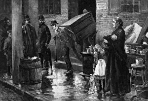 Homelessness Prints: Engraving Depicting an Eviction in the Tenement District by Charles Mente
