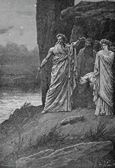 Sacrifice Prints: Engraving of Druids Offering Human Sacrifice by A. de Neuville