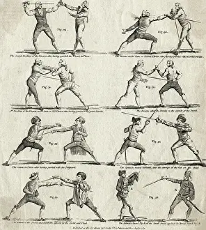 Duel Prints: Engraving of Duelling Scenes from an 18th Century Manual