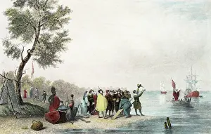 New World Prints: Engraving of Early Colonists at Jamestown, Virginia