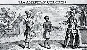 Engraving of an Englishman Receiving Tobacco from an Indian