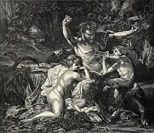 Engraving of Family of Satyrs