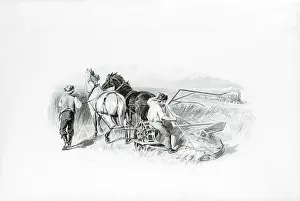Harvest Prints: Engraving of Farmers Using McCormick Reaper