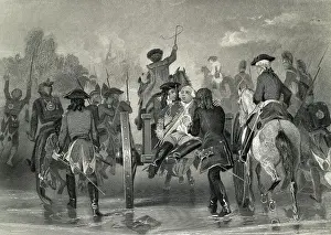 Retreat Prints: Engraving of General Braddock in Retreat