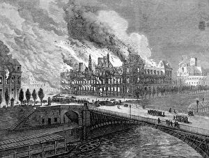Uprising Prints: Engraving Genview Hotel De Ville Burning