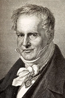 Engraving of german explorer Alexander von Humboldt 1882